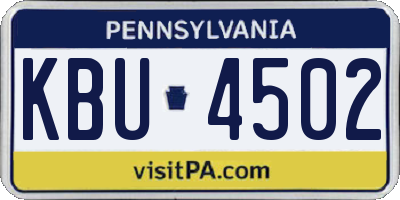 PA license plate KBU4502