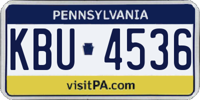 PA license plate KBU4536