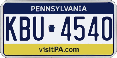 PA license plate KBU4540