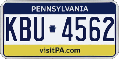 PA license plate KBU4562