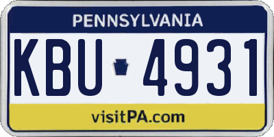 PA license plate KBU4931