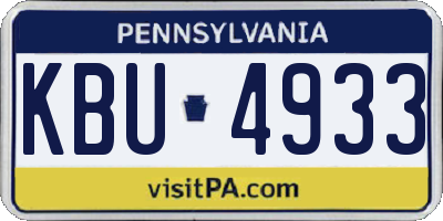 PA license plate KBU4933