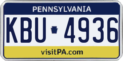 PA license plate KBU4936