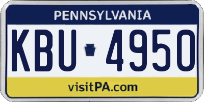 PA license plate KBU4950