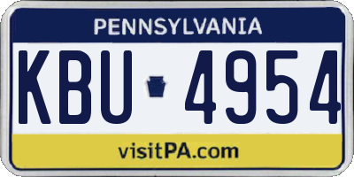 PA license plate KBU4954
