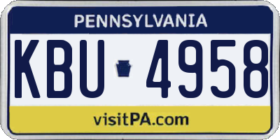 PA license plate KBU4958