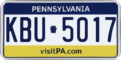 PA license plate KBU5017