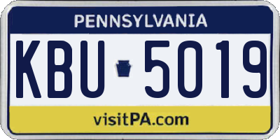 PA license plate KBU5019