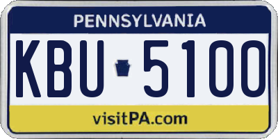 PA license plate KBU5100