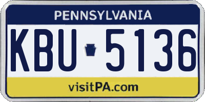 PA license plate KBU5136