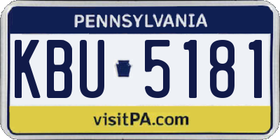 PA license plate KBU5181