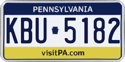 PA license plate KBU5182