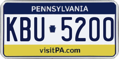PA license plate KBU5200
