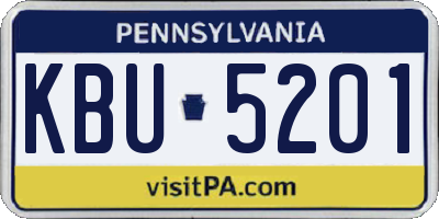 PA license plate KBU5201