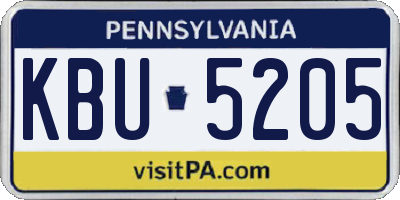 PA license plate KBU5205