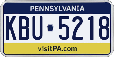 PA license plate KBU5218