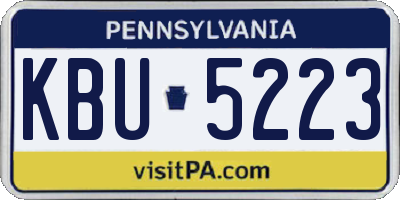 PA license plate KBU5223