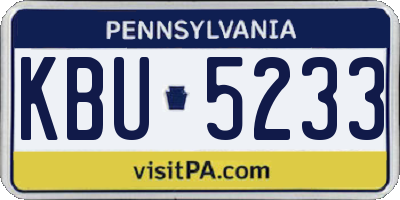 PA license plate KBU5233