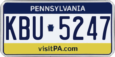 PA license plate KBU5247