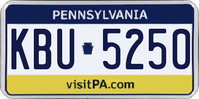 PA license plate KBU5250