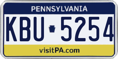 PA license plate KBU5254