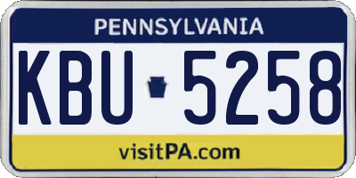 PA license plate KBU5258