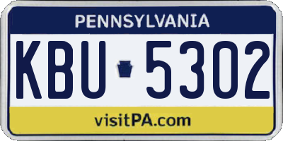 PA license plate KBU5302