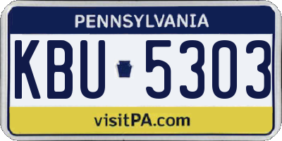 PA license plate KBU5303