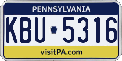 PA license plate KBU5316