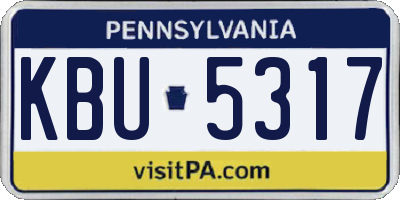 PA license plate KBU5317