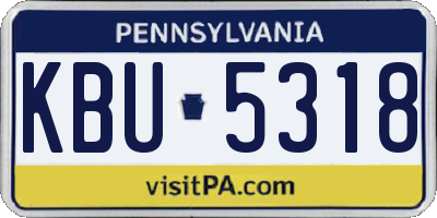 PA license plate KBU5318