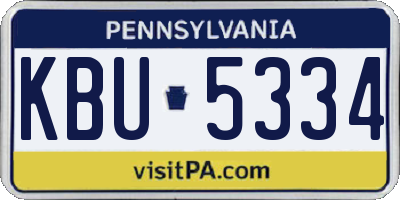PA license plate KBU5334