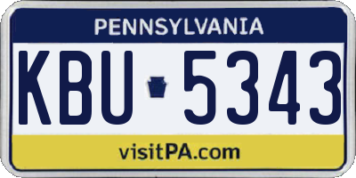 PA license plate KBU5343