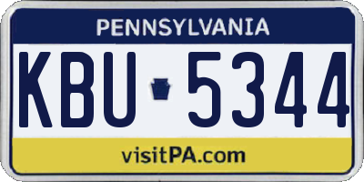 PA license plate KBU5344