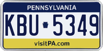 PA license plate KBU5349