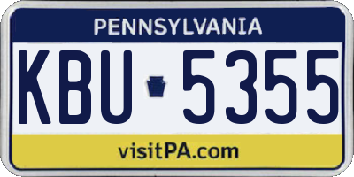 PA license plate KBU5355