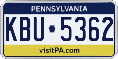 PA license plate KBU5362