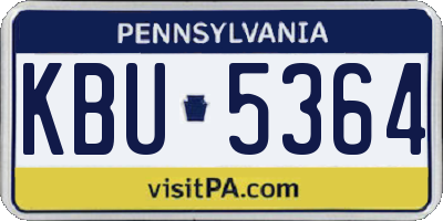 PA license plate KBU5364