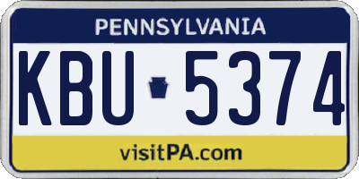 PA license plate KBU5374