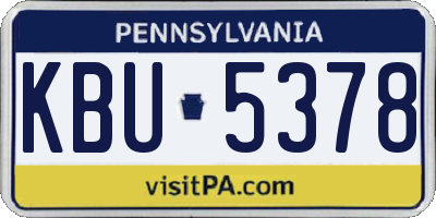 PA license plate KBU5378