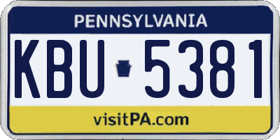 PA license plate KBU5381