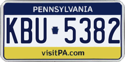 PA license plate KBU5382