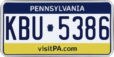 PA license plate KBU5386