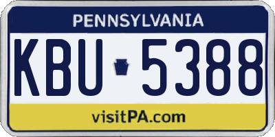PA license plate KBU5388