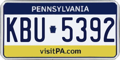 PA license plate KBU5392