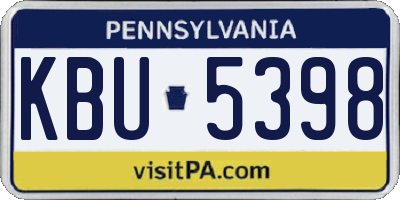 PA license plate KBU5398