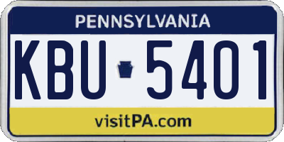 PA license plate KBU5401