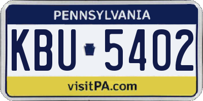 PA license plate KBU5402
