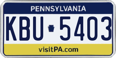 PA license plate KBU5403