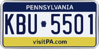 PA license plate KBU5501
